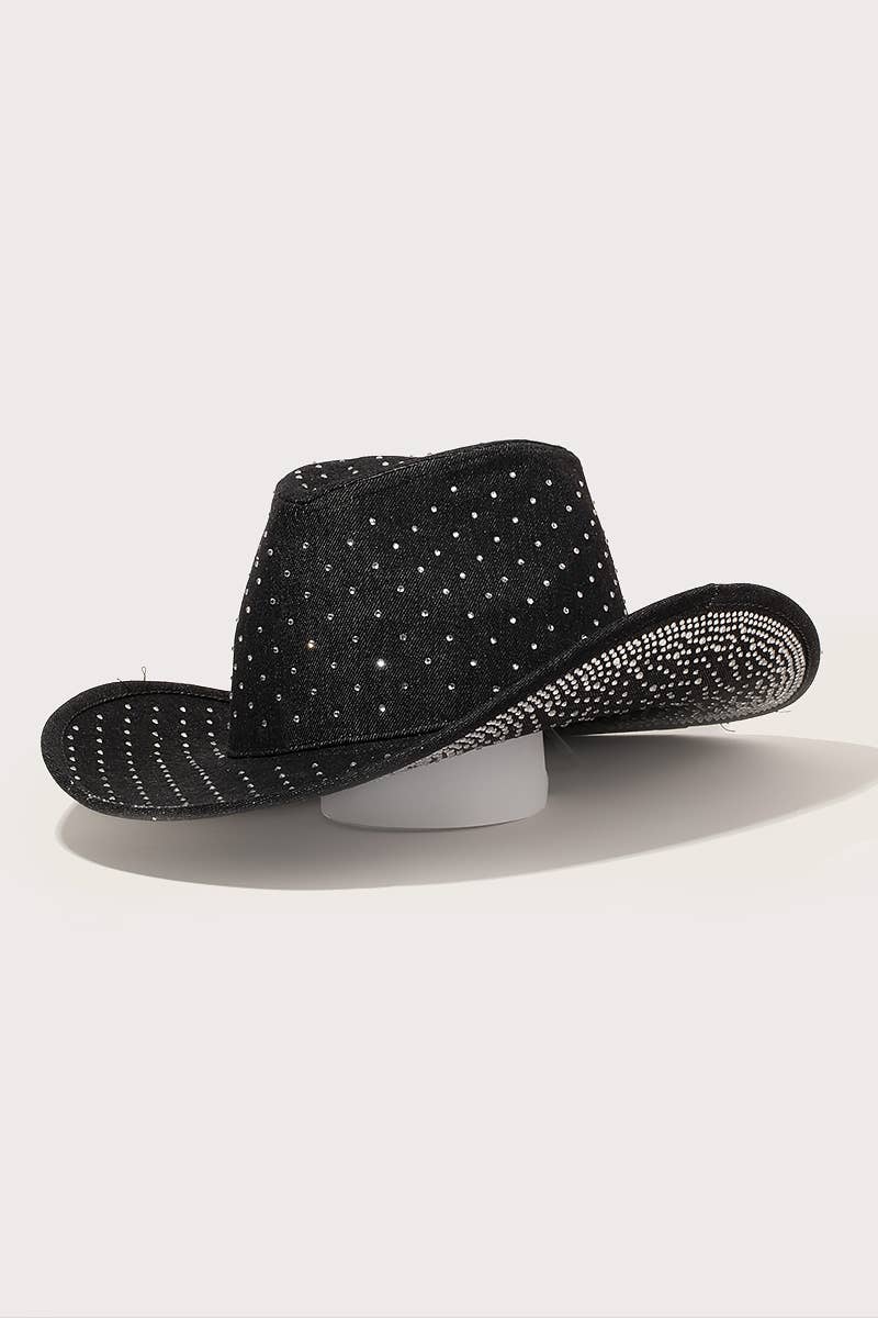 Rhinestone Studded Denim Cowboy Hat