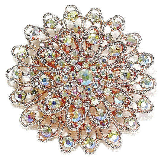 63mm Elegant Chic Flower Rhinestone Brooch Pin